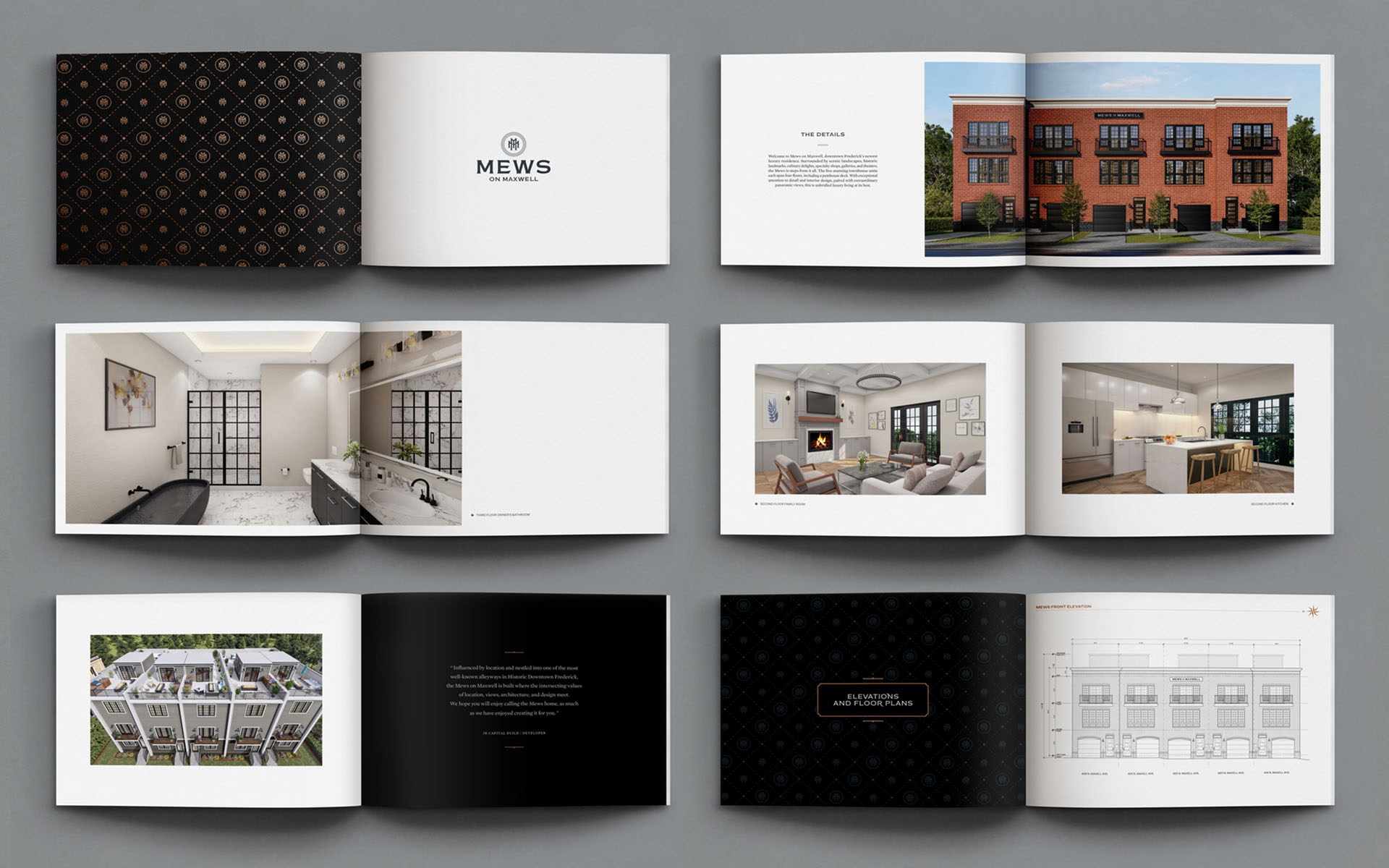 Mews 英式聯(lián)排別墅房地產(chǎn)樓盤項目M雙字母徽標(biāo)logo設(shè)計及樓書畫冊設(shè)計-上海品牌設(shè)計公司