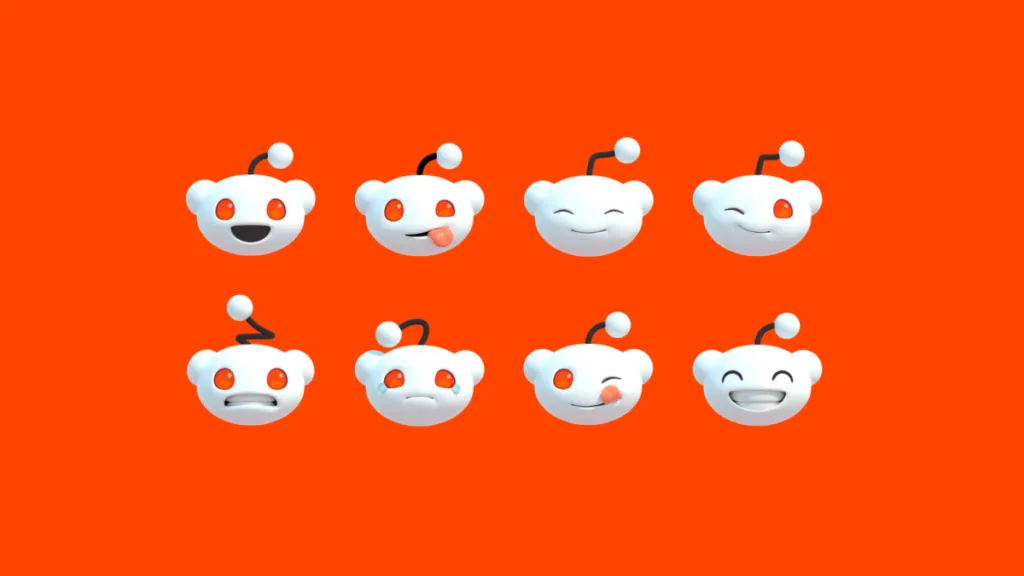 Reddit 社交新聞站點互聯(lián)網(wǎng)品牌吉祥物設計標志設計，白色橙色機器人玩偶風格