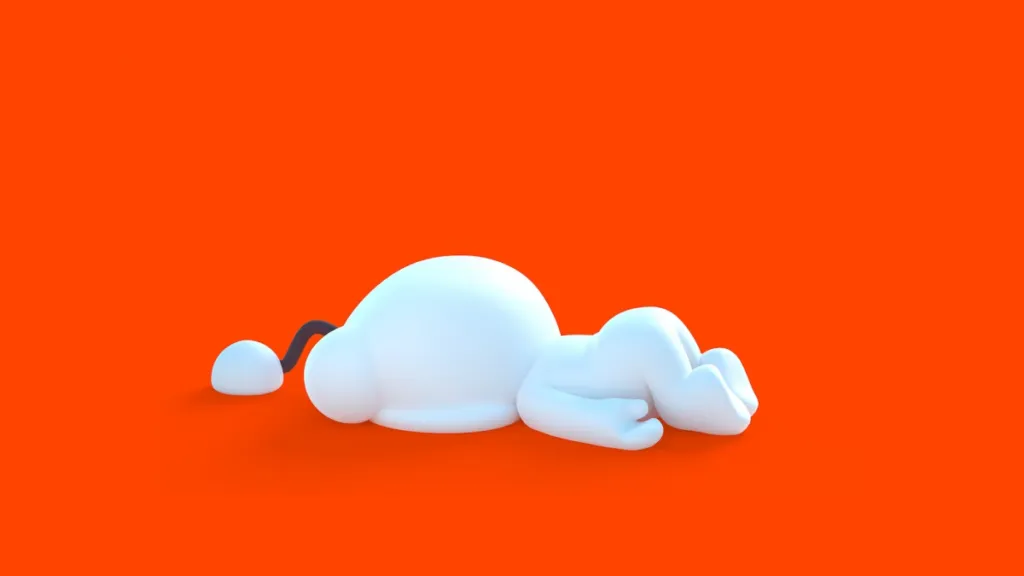 Reddit 社交新聞站點互聯(lián)網(wǎng)品牌吉祥物設計標志設計，白色橙色機器人玩偶風格