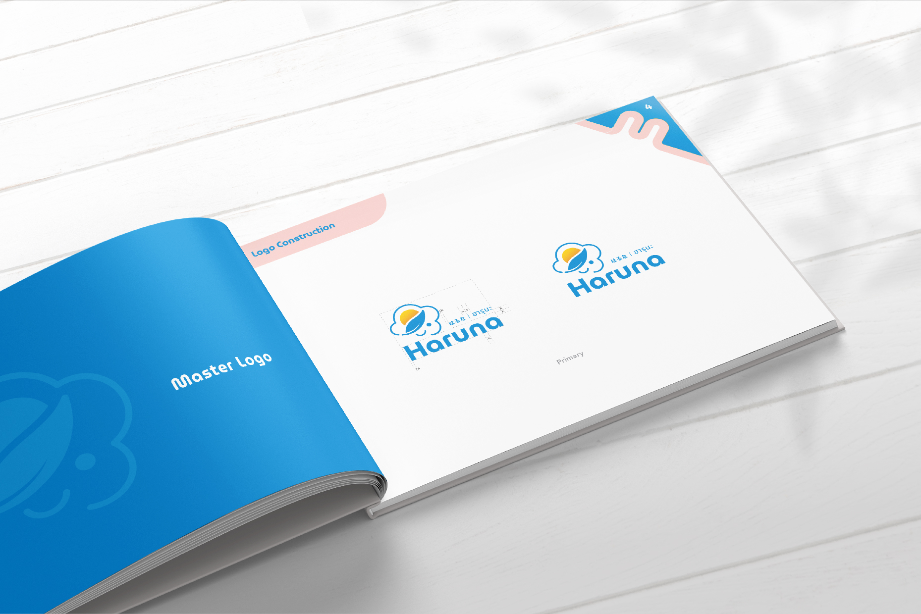 Haruna 益生菌品牌logo設(shè)計包裝設(shè)計，太陽云葉人臉象征logo與三段腸道包裝