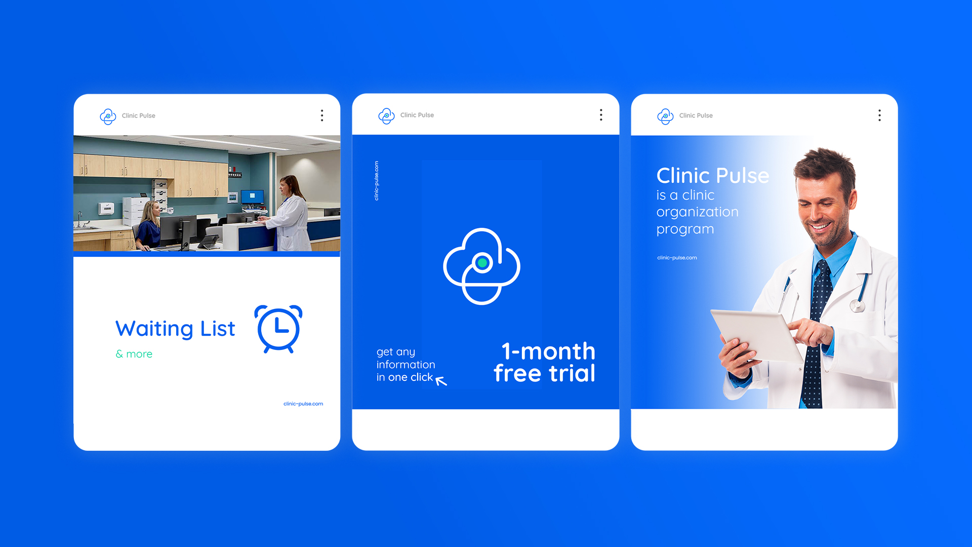 Clinic診所醫(yī)療管理軟件品牌 logo設計，心臟、紅十字會徽章和聽診器