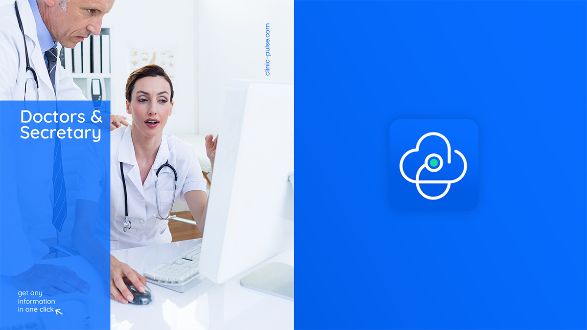 Clinic診所醫(yī)療管理軟件品牌 logo設計，心臟、紅十字會徽章和聽診器