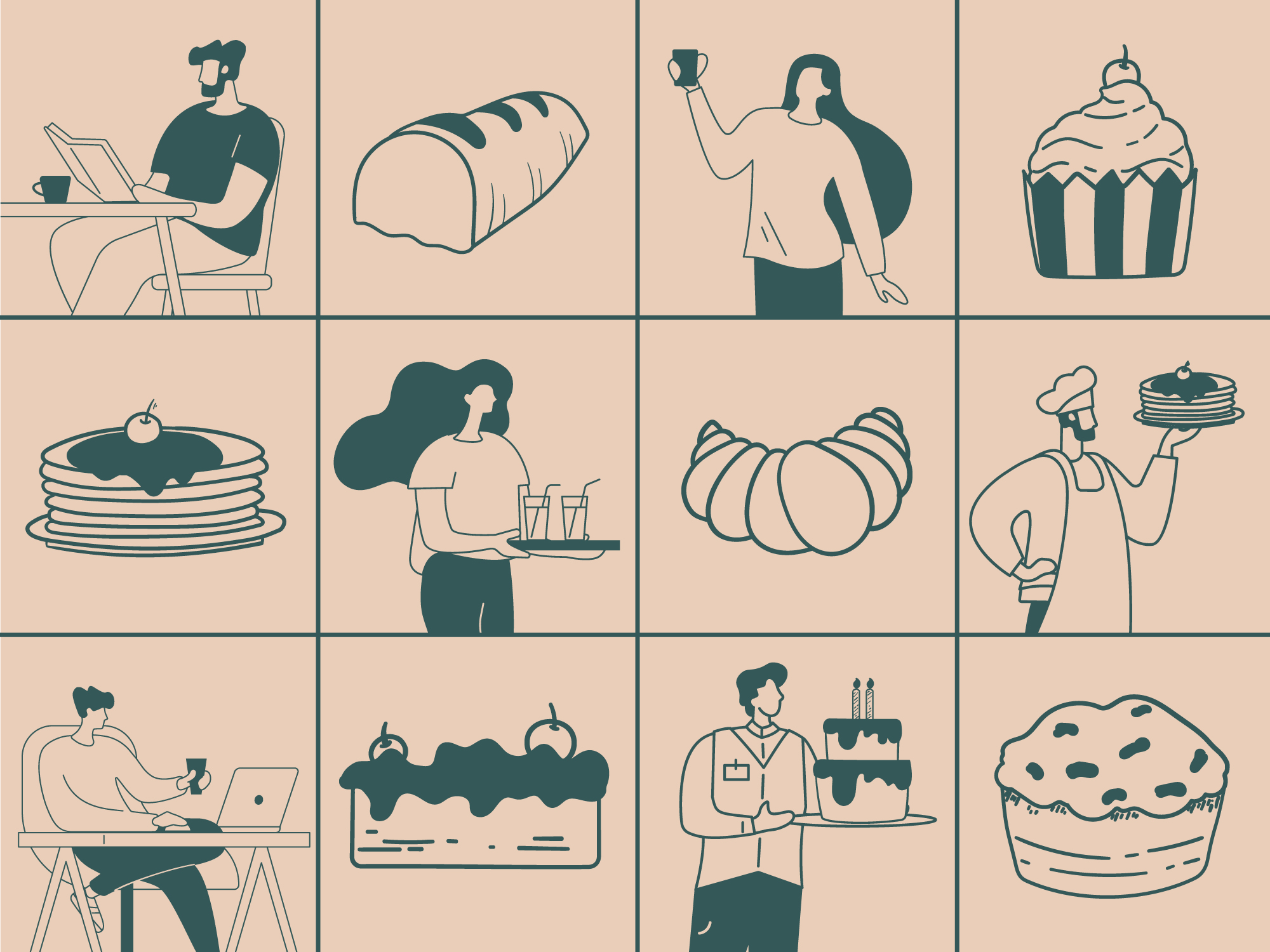 VANILA 面包店品牌形象logo設(shè)計(jì)與扁平插畫設(shè)計(jì)