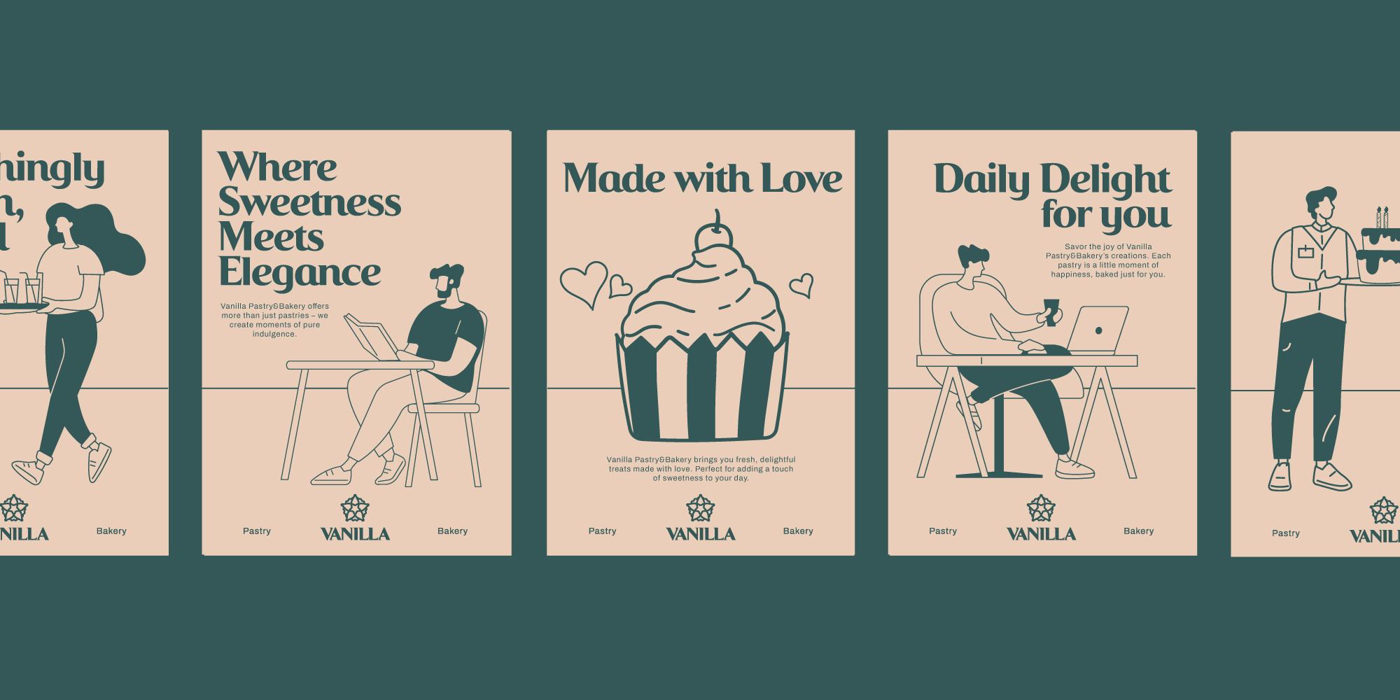 VANILA 面包店品牌形象logo設(shè)計(jì)與扁平插畫設(shè)計(jì)