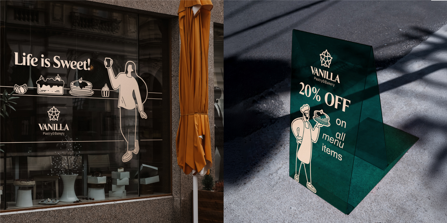 VANILA 面包店品牌形象logo設(shè)計(jì)與扁平插畫設(shè)計(jì)