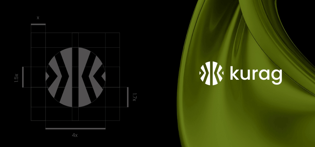 Kurag數(shù)字加密貨幣logo設計品牌形象設計K字母圓形logo綠色系