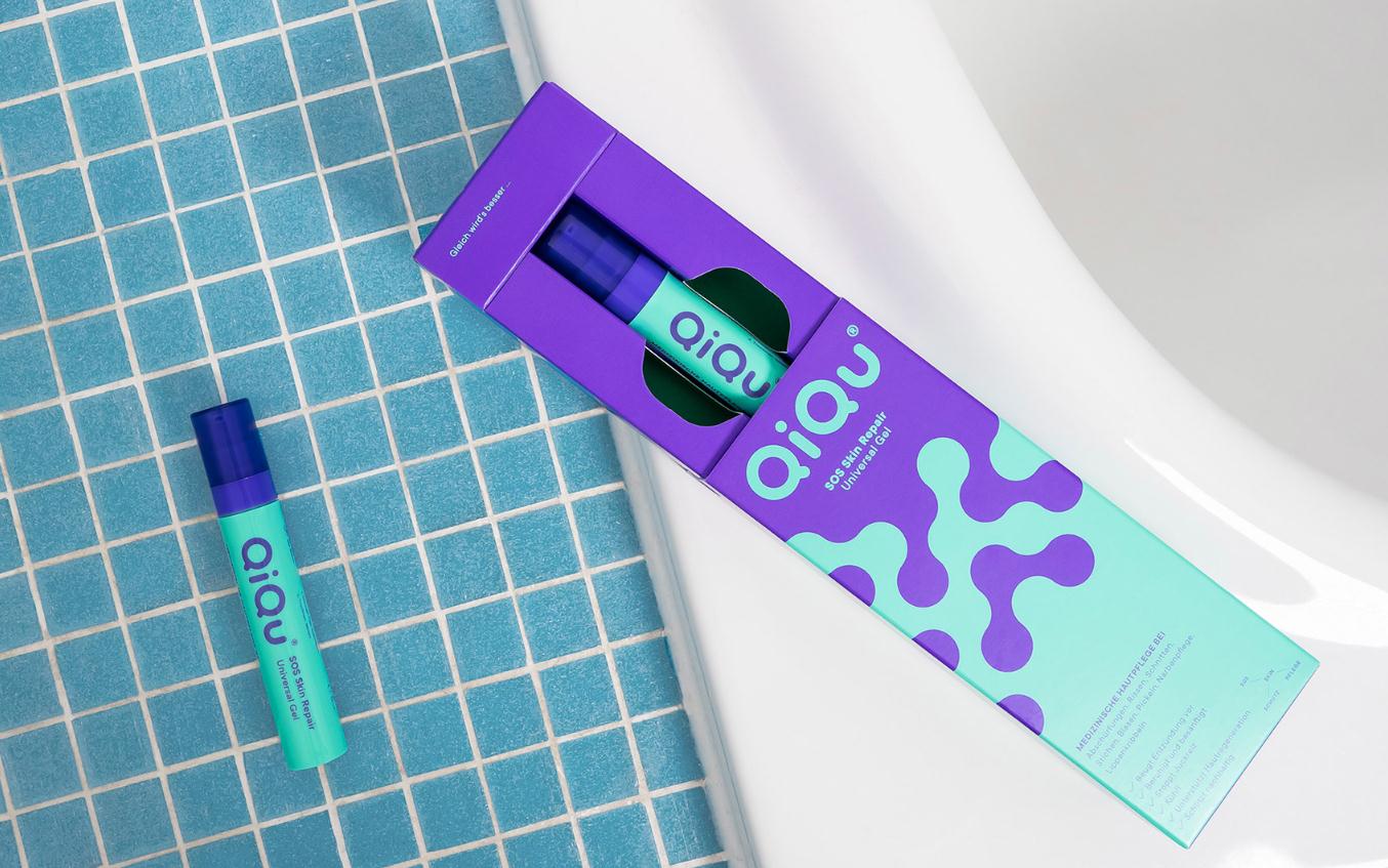 QIQU殼聚糖新型皮膚修復(fù)產(chǎn)品品牌策劃包裝設(shè)計，強烈對比色