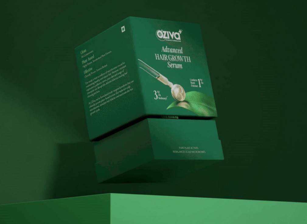 OZiva印度草本保健品生發(fā)精華液品牌包裝設(shè)計(jì)，高端有機(jī)健康綠色風(fēng)
