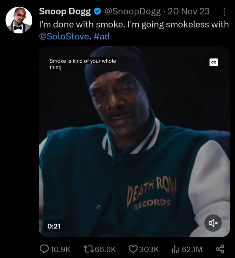 Solo Stove “我受夠了煙熏”燒烤廣告社交媒體廣告