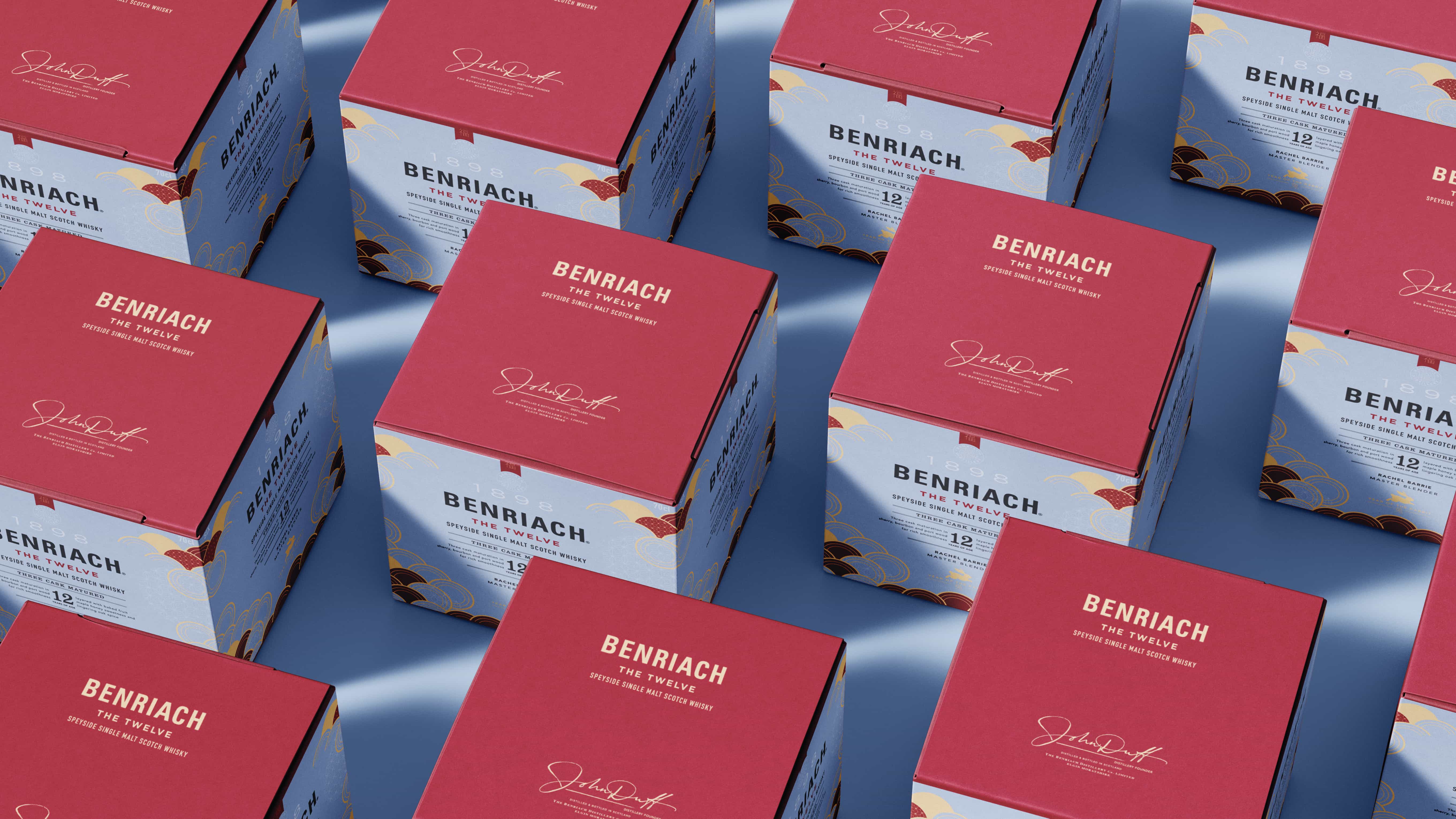 Benriach 單一麥芽蘇格蘭威士忌設(shè)計(jì)中國風(fēng)酒包裝，2024兔年龍年元素