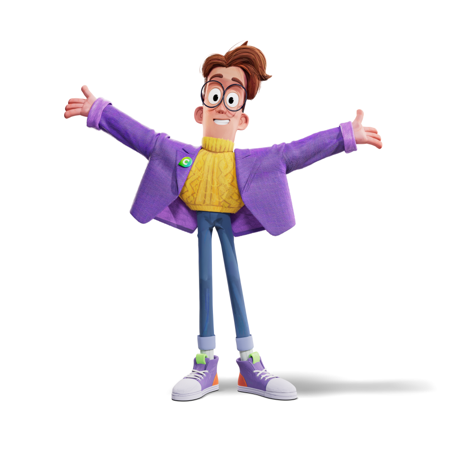 Megamarket購物商城網(wǎng)站平臺吉祥物設(shè)計，善良有趣的眼鏡極客先生