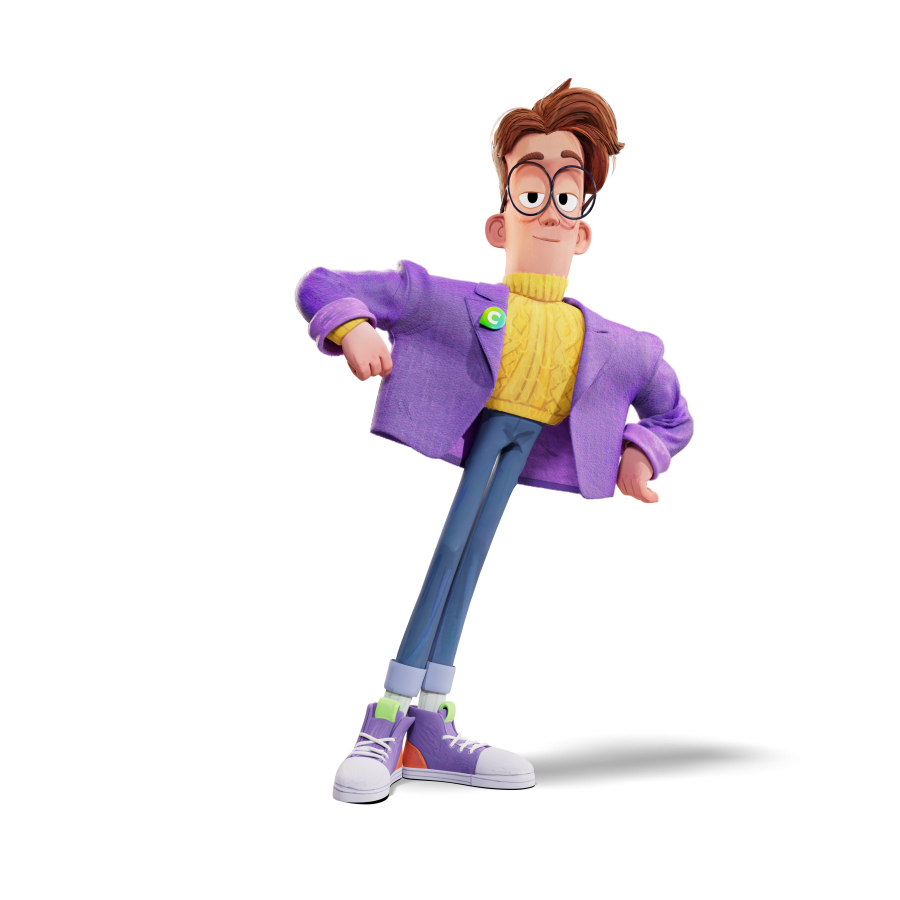 Megamarket購物商城網(wǎng)站平臺吉祥物設(shè)計，善良有趣的眼鏡極客先生