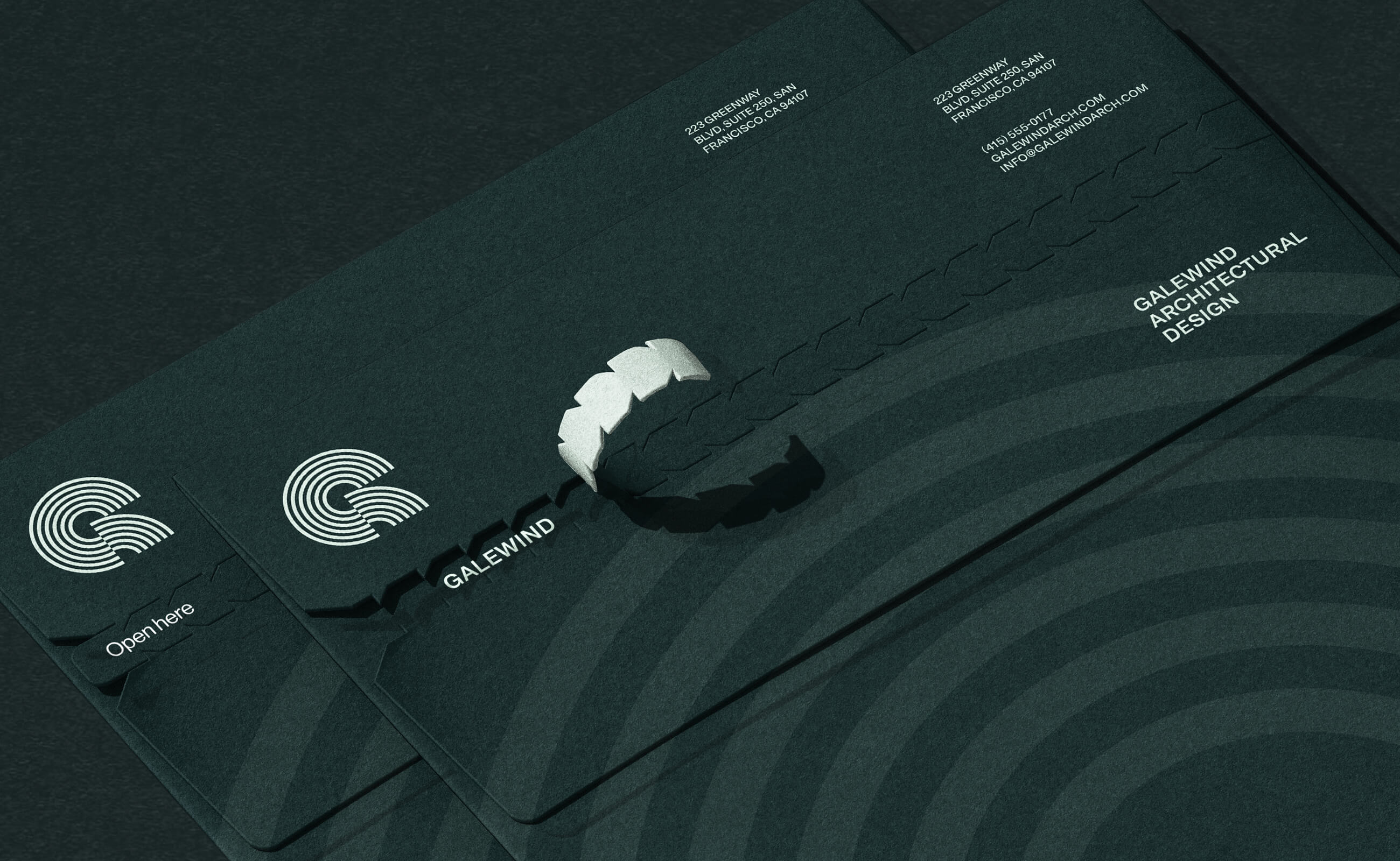 Galewind 景觀建筑設(shè)計(jì)公司企業(yè)logo設(shè)計(jì)vi形象設(shè)計(jì)，深綠色線條風(fēng)格
