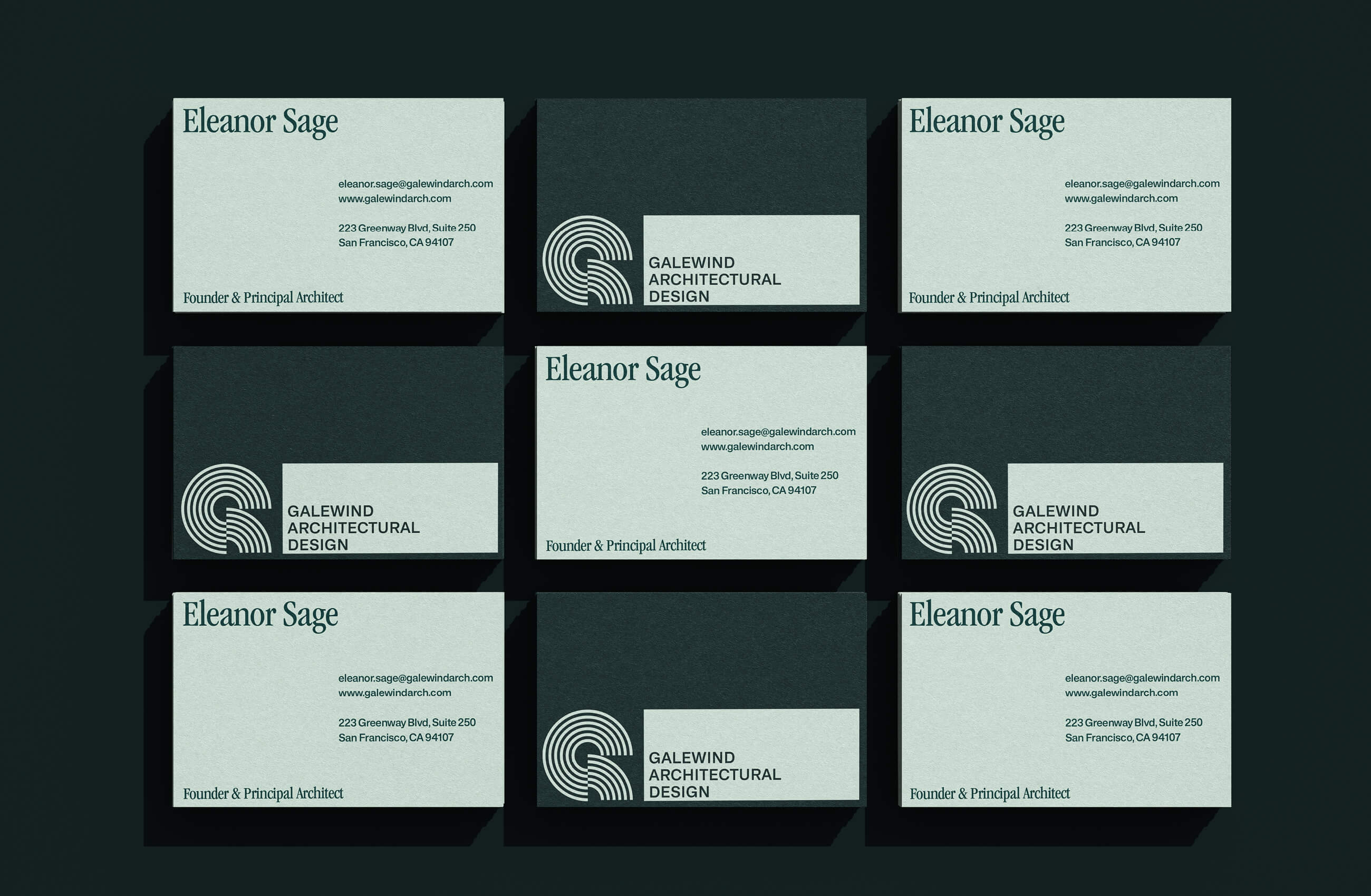 Galewind 景觀建筑設(shè)計(jì)公司企業(yè)logo設(shè)計(jì)vi形象設(shè)計(jì)，深綠色線條風(fēng)格