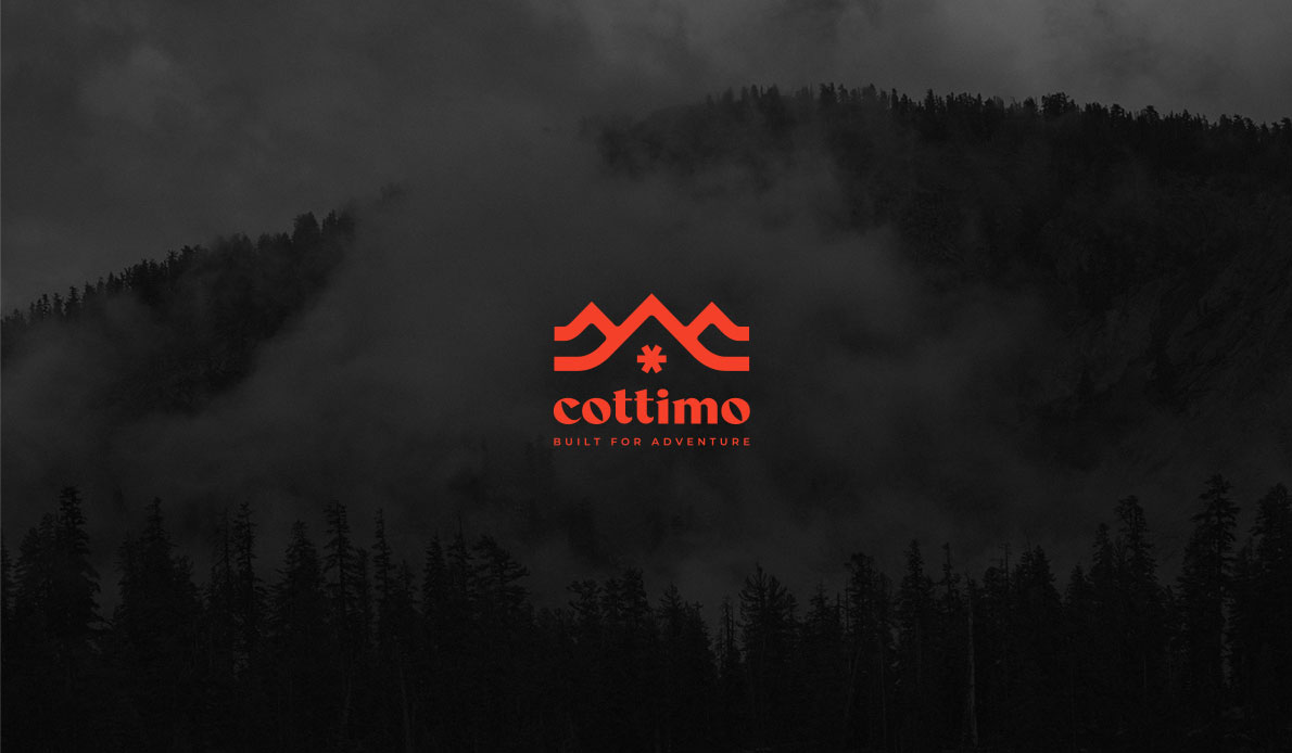 COTTIMO 戶外雪地靴品牌logo設(shè)計，山丘、雪地和遠(yuǎn)足元素