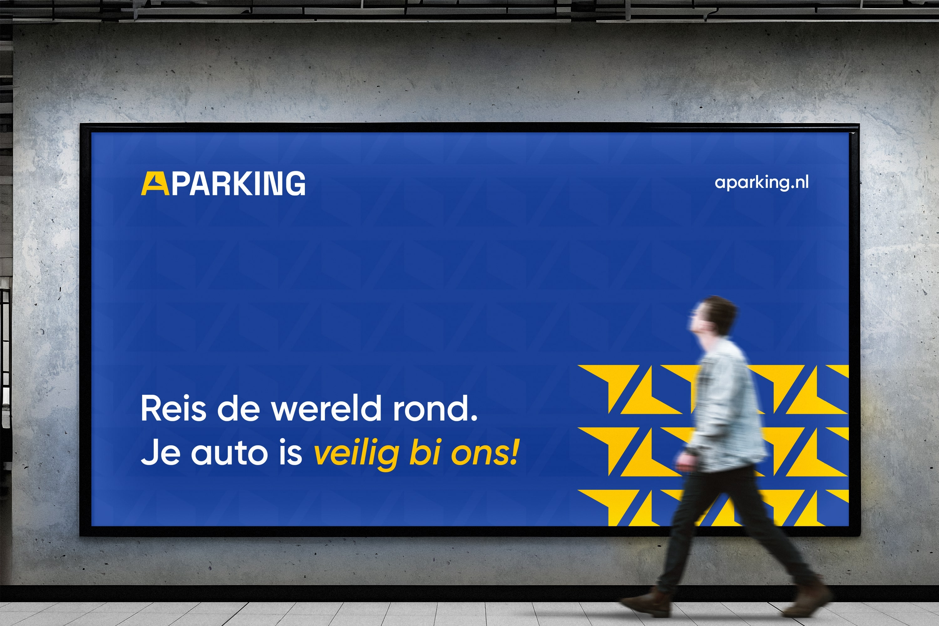 Aparking 停車位預定應用程序app品牌形象設計vi設計。藍黃科技風