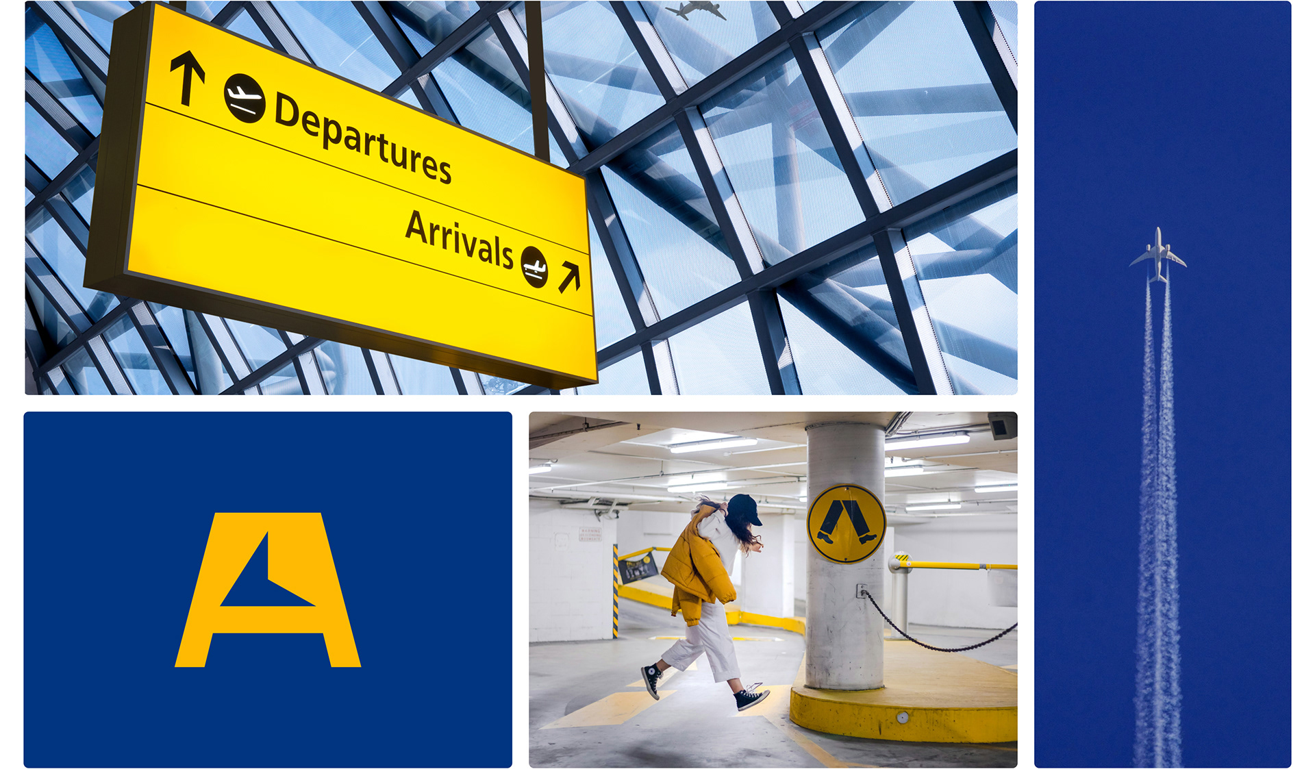 Aparking 停車位預定應用程序app品牌形象設計vi設計。藍黃科技風