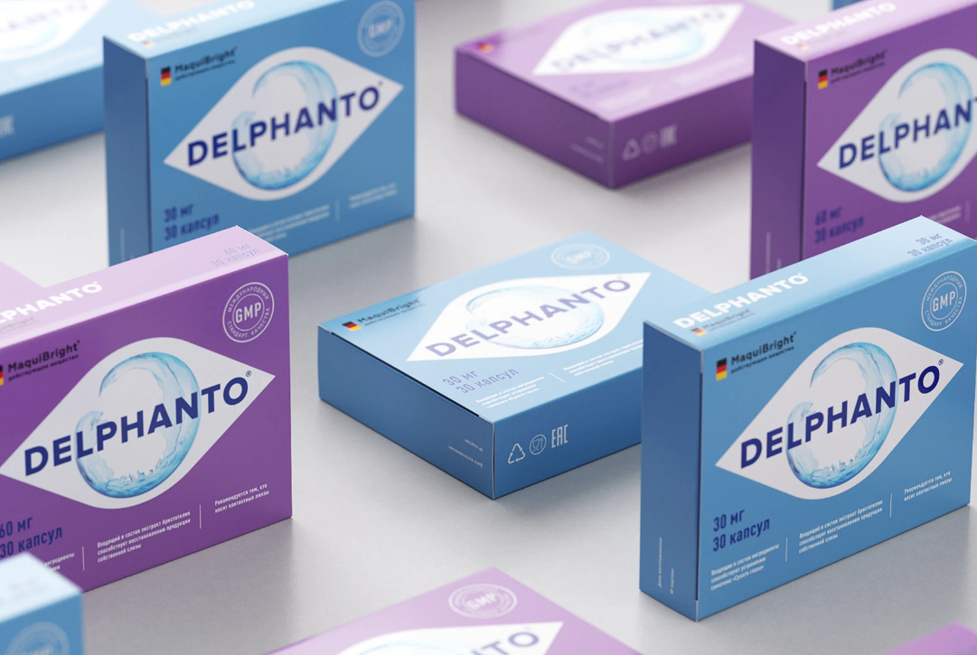 Delphanto眼睛視力健康眼藥膠囊藥品包裝設(shè)計(jì)，促進(jìn)自身淚液分泌-上海醫(yī)藥包裝設(shè)計(jì)公司