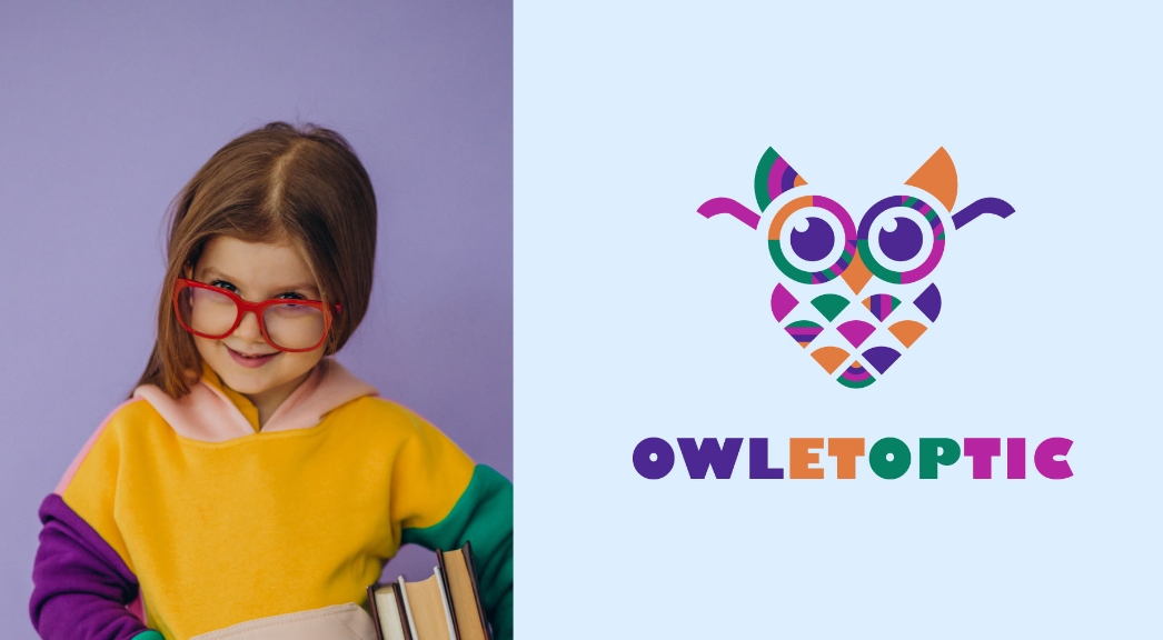 OWLETOPTIC兒童眼鏡品牌logo設計“彩色貓頭鷹”圖形
