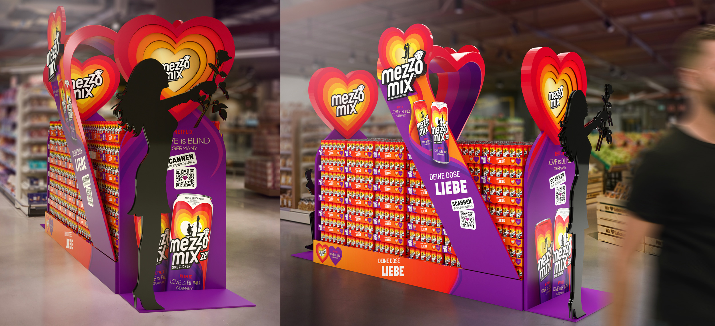 Mezzo Mix 橙子味可樂飲料贊助熱門劇集《盲目愛情》熱烈風(fēng)格包裝設(shè)計(jì)堆頭設(shè)計(jì)