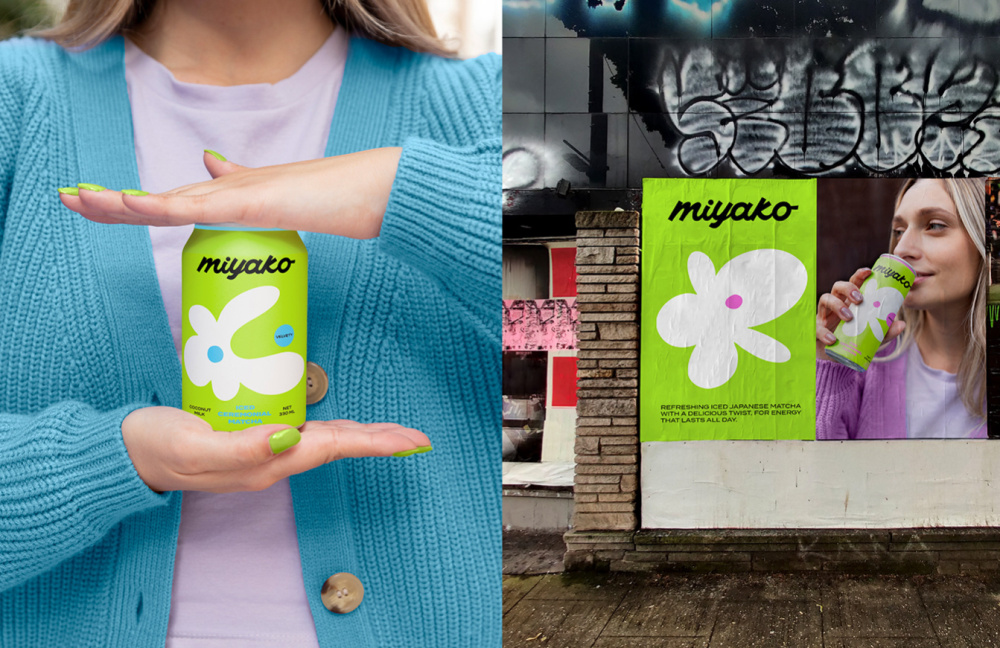 MIYAKO 創(chuàng)新日式抹茶飲料包裝設計與品牌塑造,嫩綠色+自由的白色花朵 MIYAKO 創(chuàng)新日式抹茶飲料包裝設計與品牌塑造,嫩綠色+自由的白色花朵