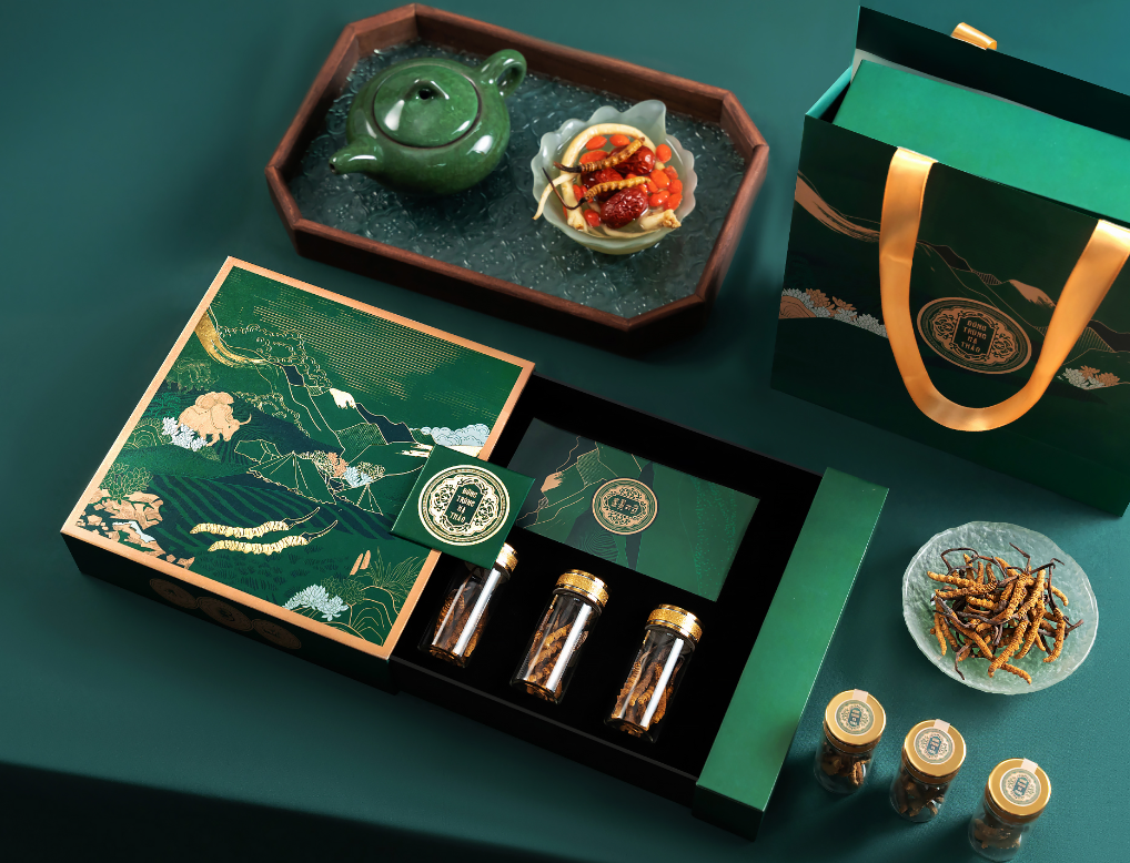 喜馬拉雅山冬蟲夏草套裝禮品禮盒包裝設(shè)計(jì)“自然山脈風(fēng)景”插畫 喜馬拉雅山冬蟲夏草套裝禮品禮盒包裝設(shè)計(jì)“自然山脈風(fēng)景”插畫