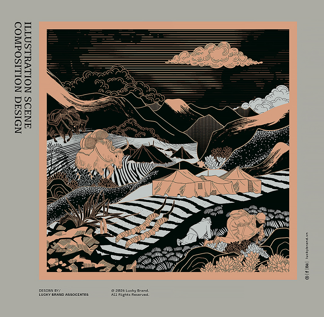 喜馬拉雅山冬蟲夏草套裝禮品禮盒包裝設(shè)計(jì)“自然山脈風(fēng)景”插畫 喜馬拉雅山冬蟲夏草套裝禮品禮盒包裝設(shè)計(jì)“自然山脈風(fēng)景”插畫