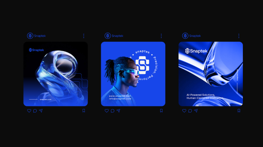 Snaptek 人工智能尖端科技品牌S字母logo設(shè)計(jì)vi設(shè)計(jì)，藍(lán)色科技風(fēng)