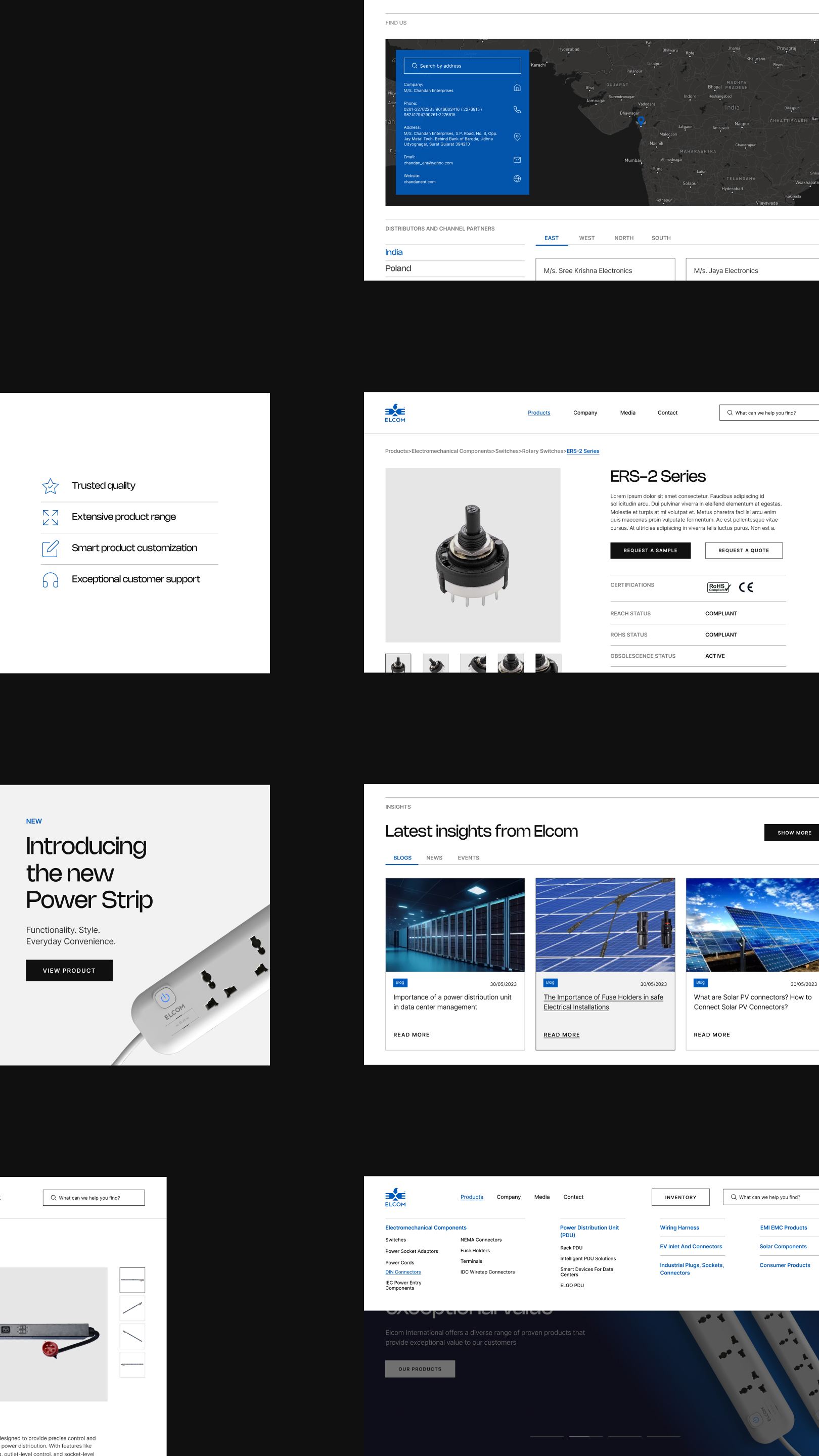 Elcom 機電電子元件品牌logo設計網(wǎng)站設計，專業(yè)清晰產(chǎn)生信任