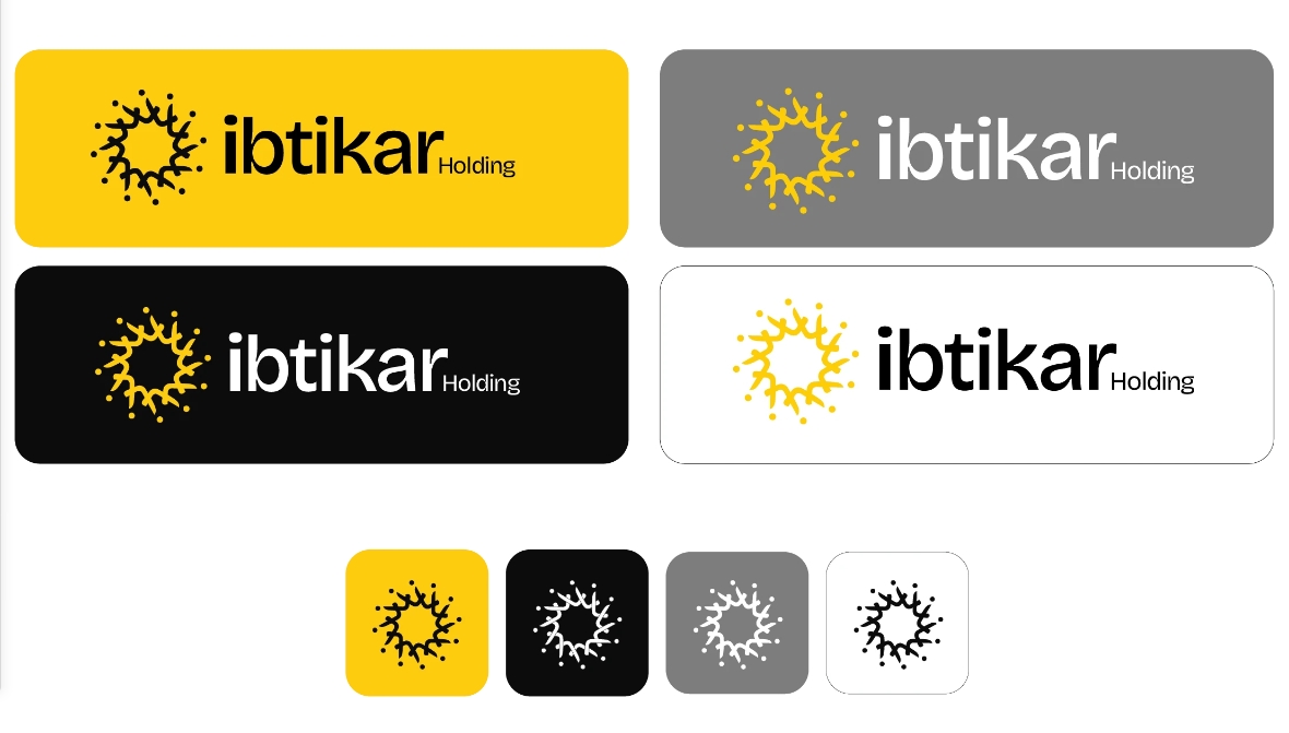 Ibtikar 投資控股公司logo設(shè)計企業(yè)形象vi設(shè)計類似旋轉(zhuǎn)太陽構(gòu)圖 Ibtikar 投資控股公司logo設(shè)計企業(yè)形象vi設(shè)計類似旋轉(zhuǎn)太陽構(gòu)圖