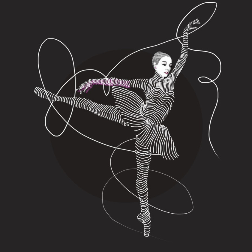 芭蕾舞演員由彎曲的線條組成