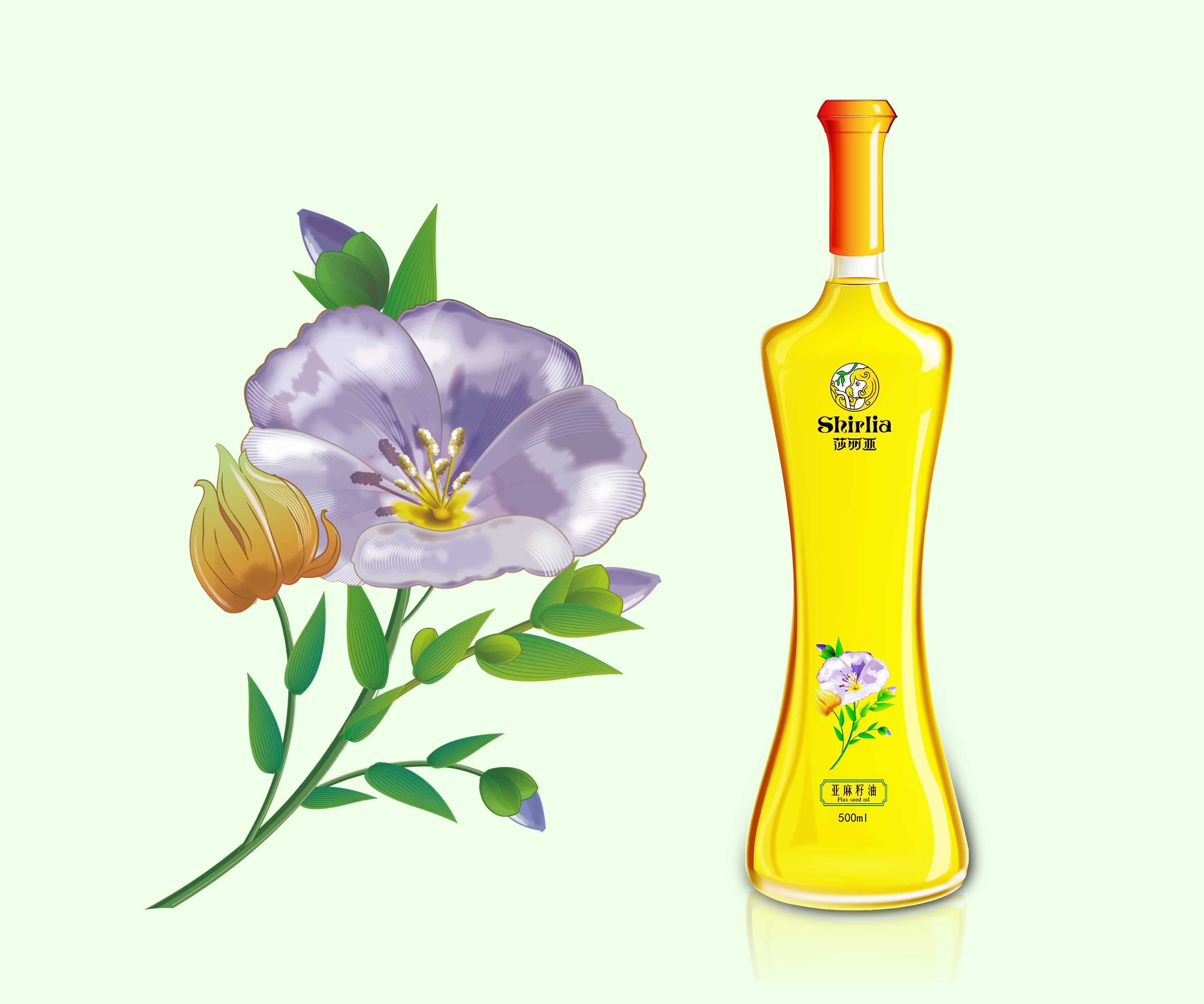 Shirlia 莎麗亞食用油瓶形設計山茶油亞麻籽油葡萄籽包裝設計禮盒包裝設計-上海包裝設計公司