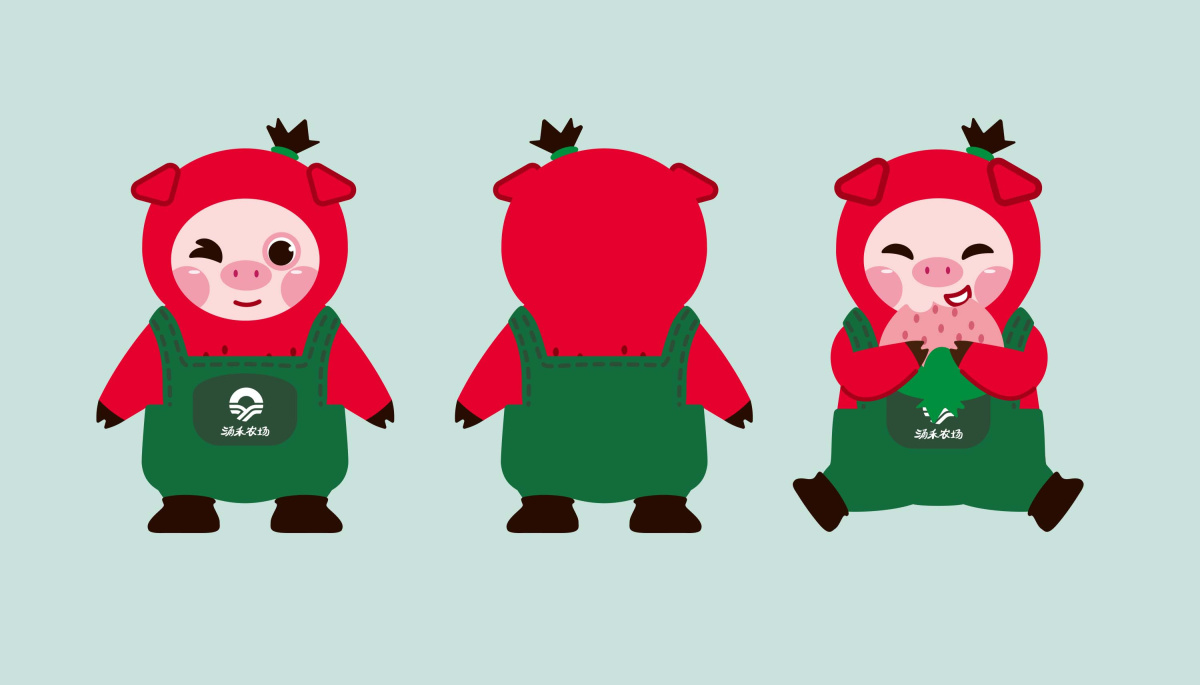 涌禾農(nóng)場有機草莓品牌全案策劃設計“草莓豬”IP吉祥物設計