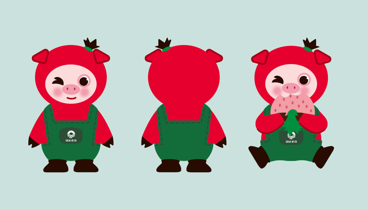 涌禾農(nóng)場有機草莓品牌全案策劃設計“草莓豬”IP吉祥物設計