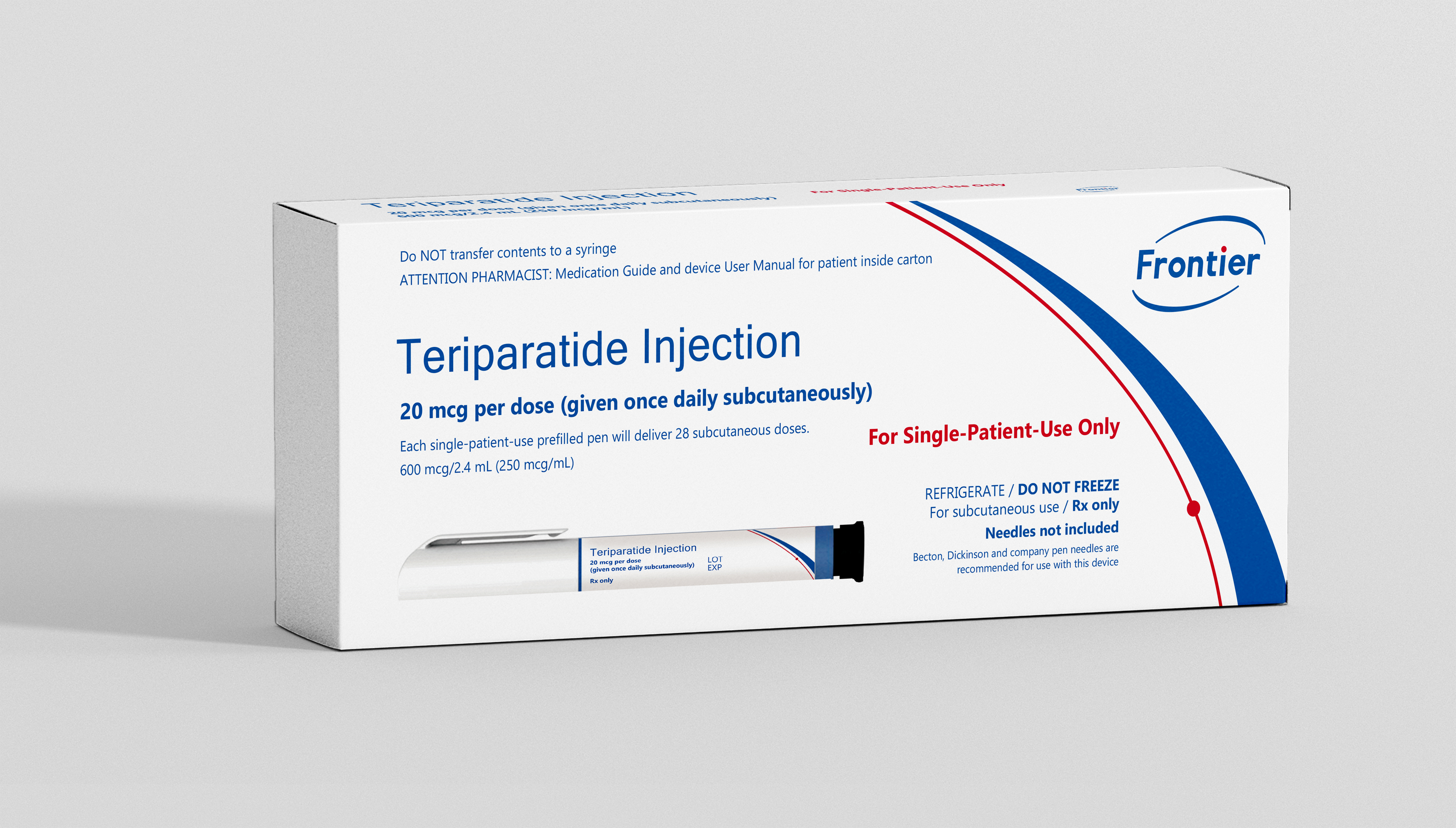 frontier前沿生物特立帕肽注射筆出口產(chǎn)品包裝設(shè)計(jì)內(nèi)襯設(shè)計(jì)